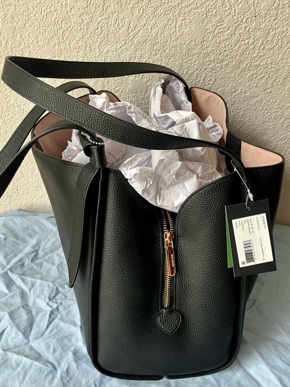 Kate Spade Knott Pebbled Leather Large Shoulder Bag - Black - Picture 2 of 15